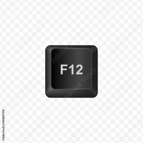 Keyboard Button, Vector illustration of F12 on dark color and transparent background