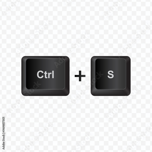 Keyboard Button, Vector illustration of shortcut Ctrl and S on dark color and transparent background