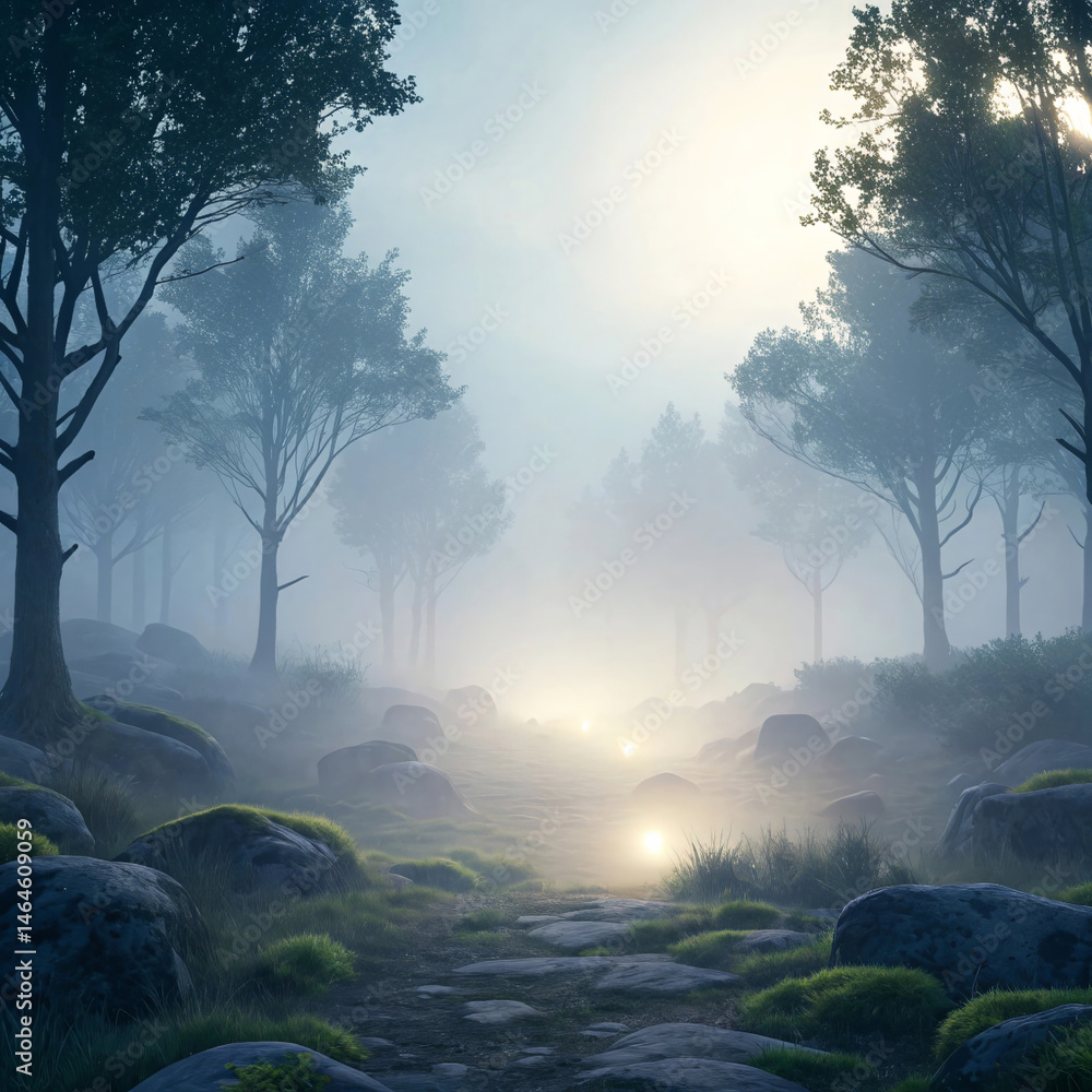 Fototapeta premium Misty Minimalist Background with Ethereal 3D Design Style