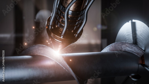 Foto High-precision CNC 3D printing process of a large metal auger using a rotary axis