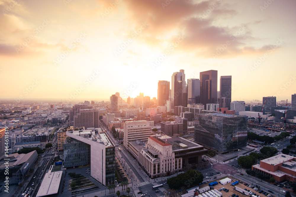 Obraz premium Los Angeles downtown skyline at sunset