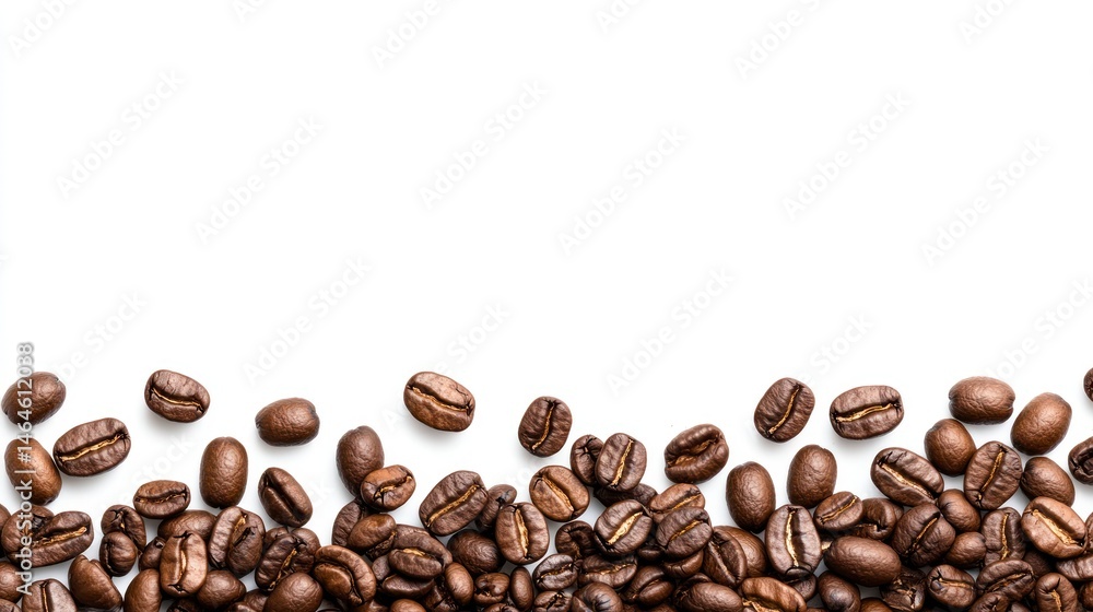 Naklejka premium Roasted coffee beans on white background high resolution food image