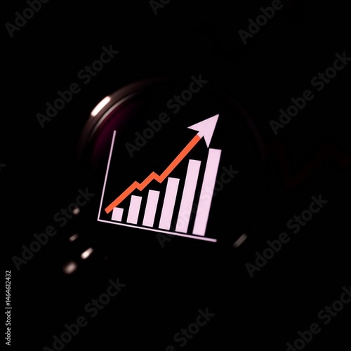 Business Growth Chart with Arrow Indicating Upward Trend