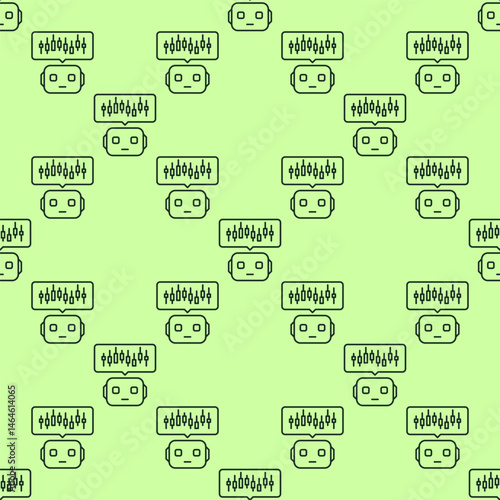 AI Crypto Trading Bot with Candlestick Chart vector seamless pattern in outline style