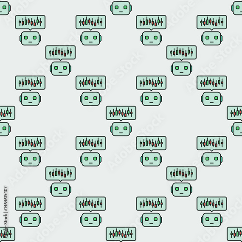 AI Cryptocurrency Trading Bot with Candlestick Chart vector colored seamless pattern
