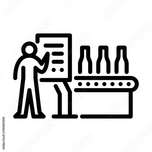 worker control machine outline icon. factory activity line art illustration.