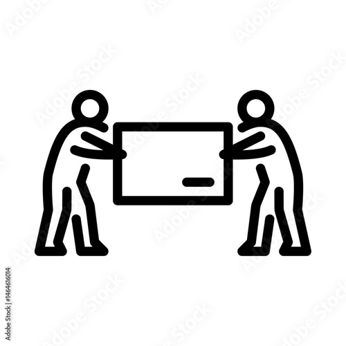 worker moving product outline icon. factory activity line art illustration.