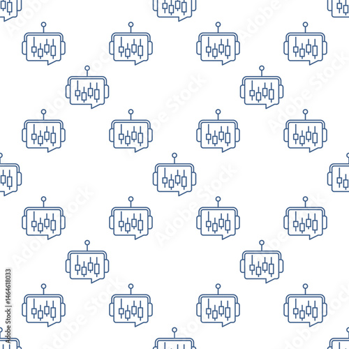 AI Trading Bot with Candlestick Chart vector thin line seamless pattern