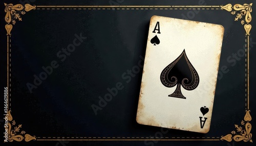 Elegant black poker background, gold spade, vintage texture, rustic , dark, casino