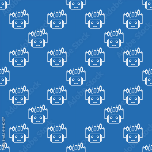 Automated Crypto Trading Bot with Candlestick Chart vector seamless pattern in outline style