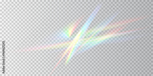 Vibrant crystal rainbow light rays, colorful spectrum overlays