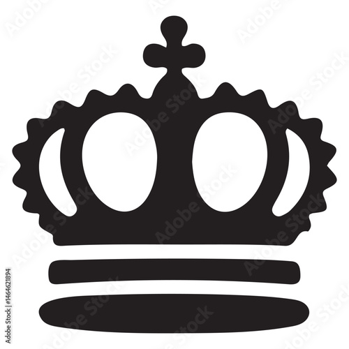 Set of Three Vector Black Silhouettes of Crowns Isolated on White Background

