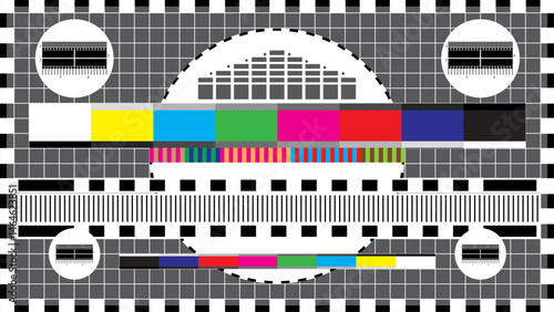 TV network error or not available test screen retro line and color background template