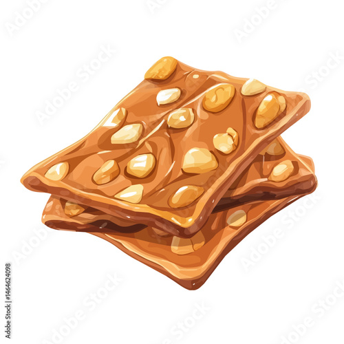 2D flat vector illustration of Peanut Brittle, isolated on a white background.