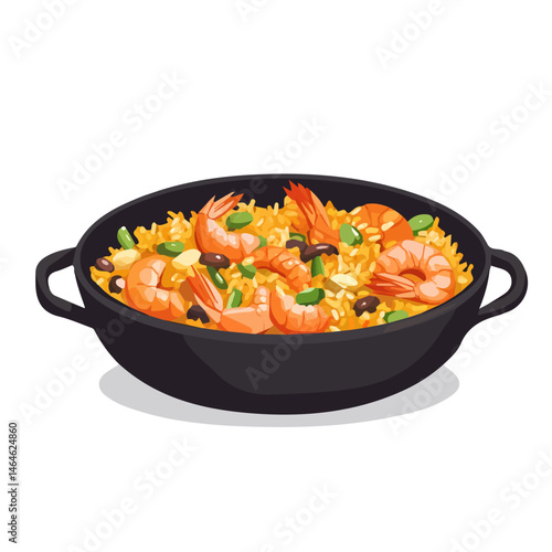 2D flat vector illustration of Jambalaya, isolated on a white background.
