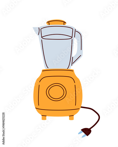 Electric stationary blender. Vector illustration in cartoon style. Kitchen appliances for grinding products and making cocktails and sauces. For banner, poster, infographic, social media, invitation