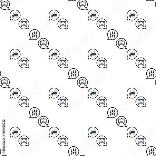 Automated Cryptocurrency Trading Chat vector seamless pattern in outline style