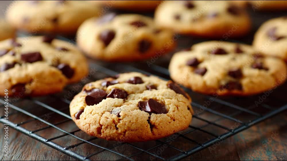 Delicious freshly baked cookies on a wire rack Delicious freshly baked cookies on a wire rack
