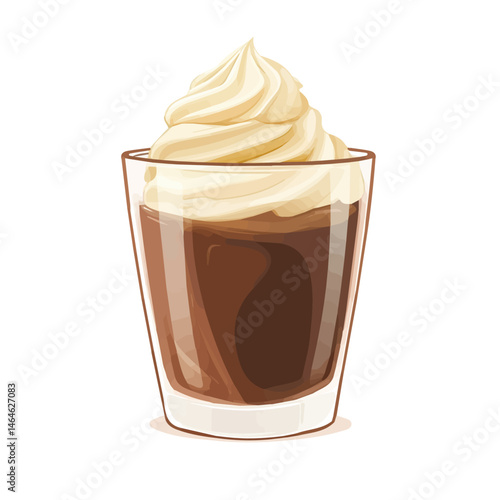 Chocolate Mousse 2D flat vector illustration, isolated on a white background.