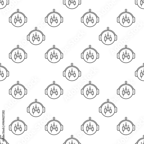 Automated Trading Bot vector round seamless pattern in thin line style