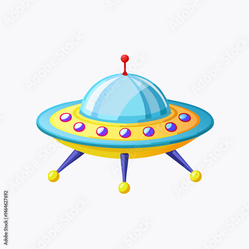 Colorful Cartoon UFO Illustration Design for Kids