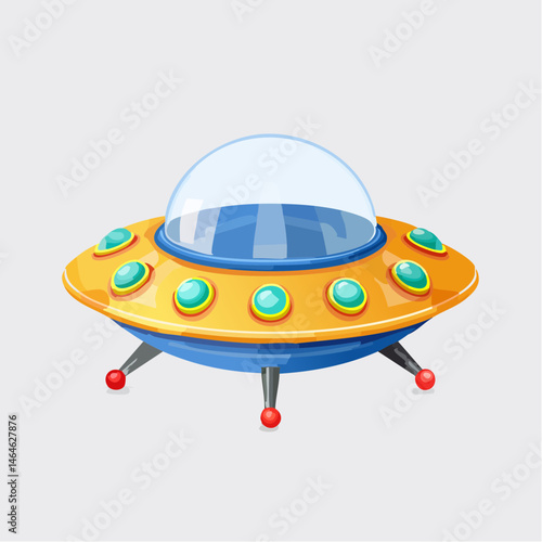 Cartoon UFO Spaceship Illustration Fun, Colorful Design for Kids