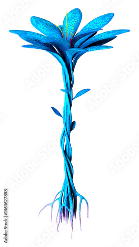 3D Rendering Alien Plant on White