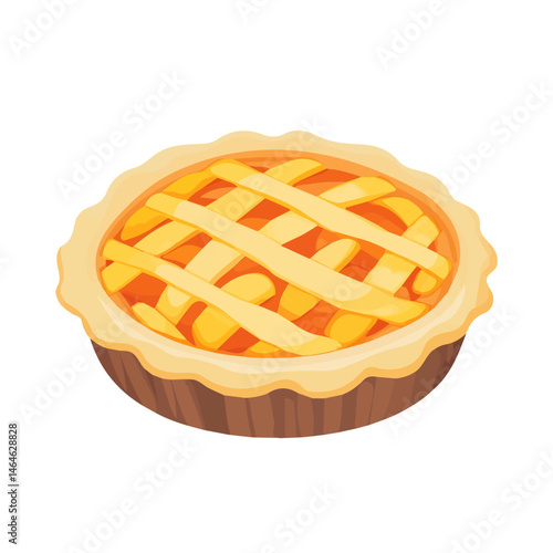 Peach Pie 2D flat vector illustration, isolated on a white background.