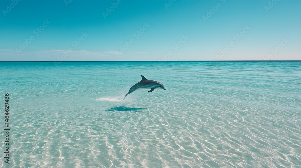 Fototapeta premium A dolphin swimming near the shore
