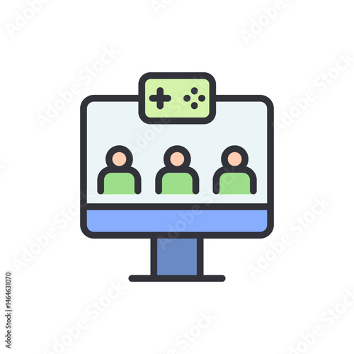 Online multiplayer gaming community displayed on a screen illustration