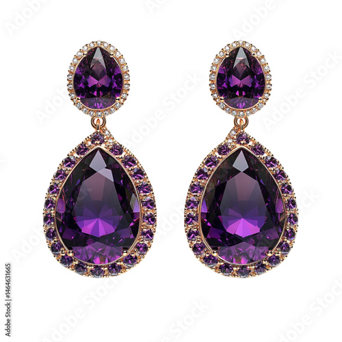 Elegant purple gemstone earrings with diamond accents gold setting luxurious jewelry design
