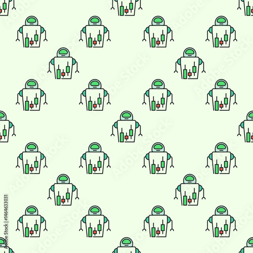 Cryptocurrency Robot Trader vector Stock Trading Bot colored seamless pattern