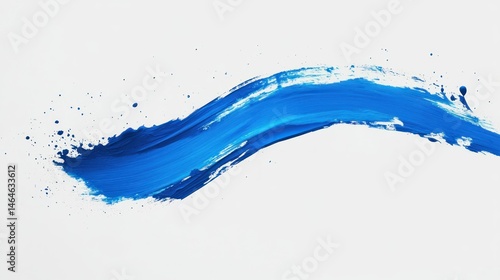 Obraz na płótnie Abstract Blue Acrylic Paint Stroke on White Background w salonie