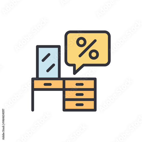 Decorative dressing table icon with sale offer concept, discount banner