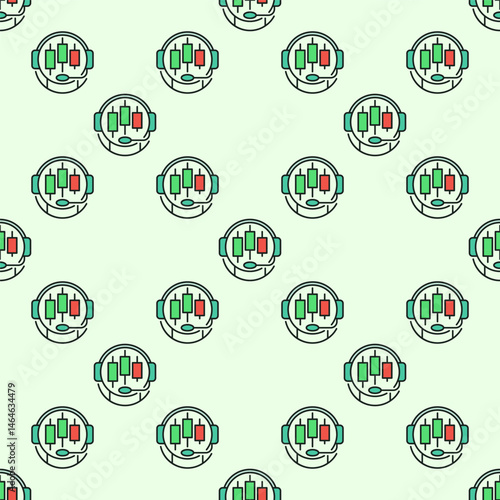 Cryptocurrency Trading Bot vector Crypto Automation Tools colored seamless pattern