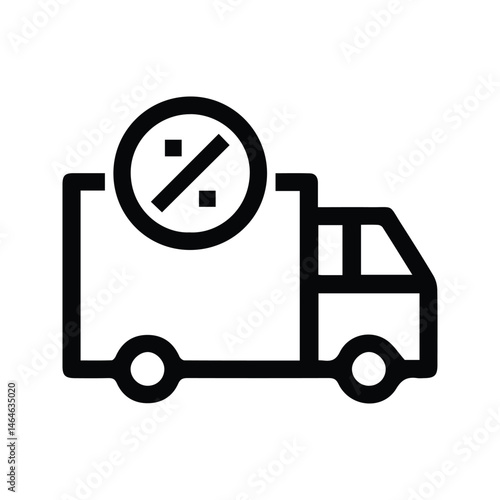 Truck Icon. Pickup or Delivery Truck Illustration. Order Delivery Truck With Discount Symbol. Order Delivery Discount.