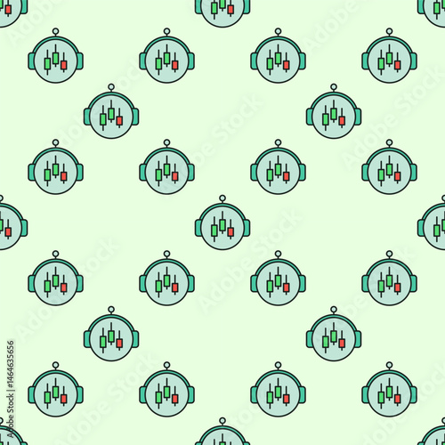 Cryptocurrency Trading Bot vector round colored seamless pattern