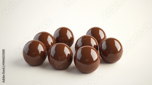 Obraz na płótnie A Delightful Cluster of Shiny Brown Chocolate Spheres w salonie