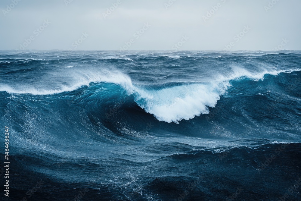 Fototapeta premium Powerful ocean waves crashing in a stormy sea