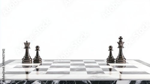 Obraz na płótnie Chess Game Setup: Black Pieces Ready for Battle w salonie