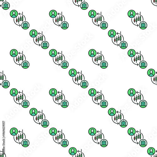 Stock and Cryptocurrency Trading Bot vector Automation Tools colored seamless pattern