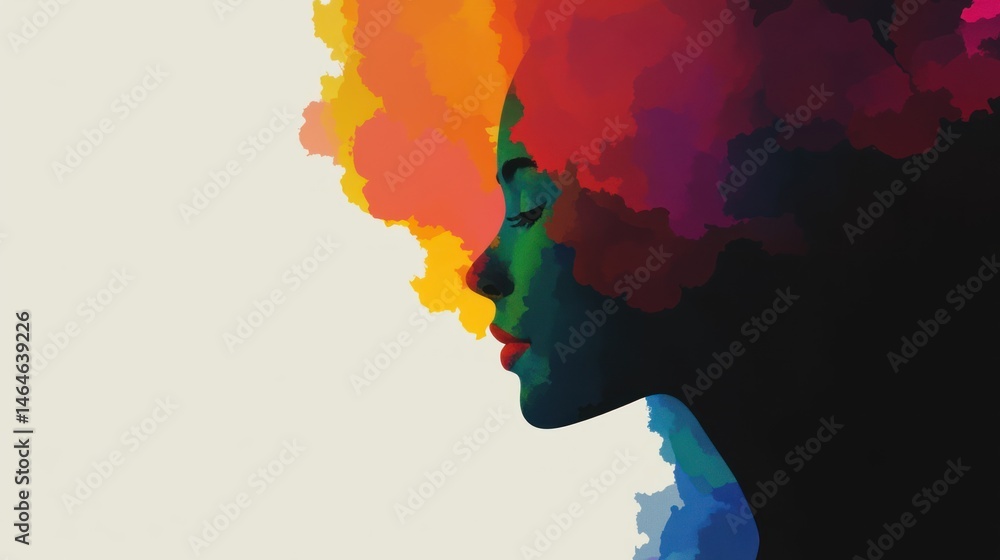 Vibrant Woman: A Colorful Portrait in Watercolor Style