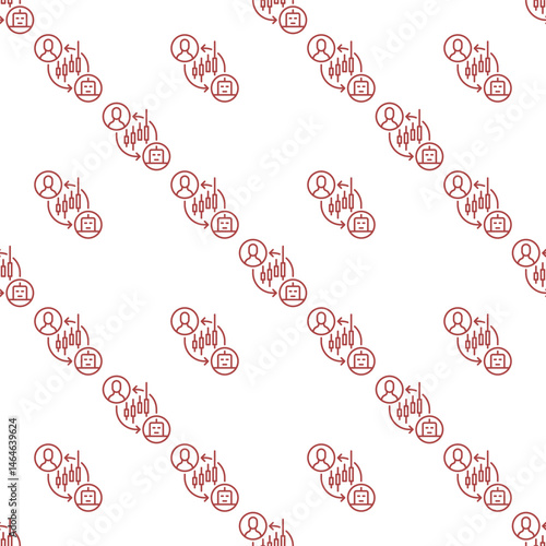 Stock and Crypto Trading Bot and Man vector Automation Tools outline seamless pattern