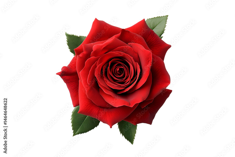 A single red rose with green leaves on a black background A single red rose with green leaves on a black background