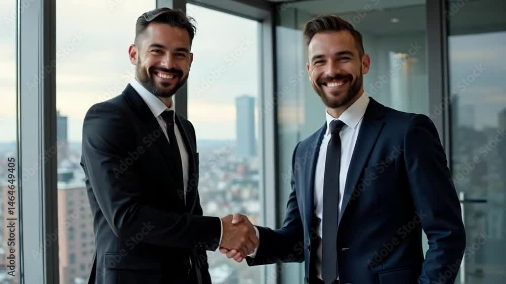 Urban elites reach a business cooperation handshake Urban elites reach a business cooperation handshake