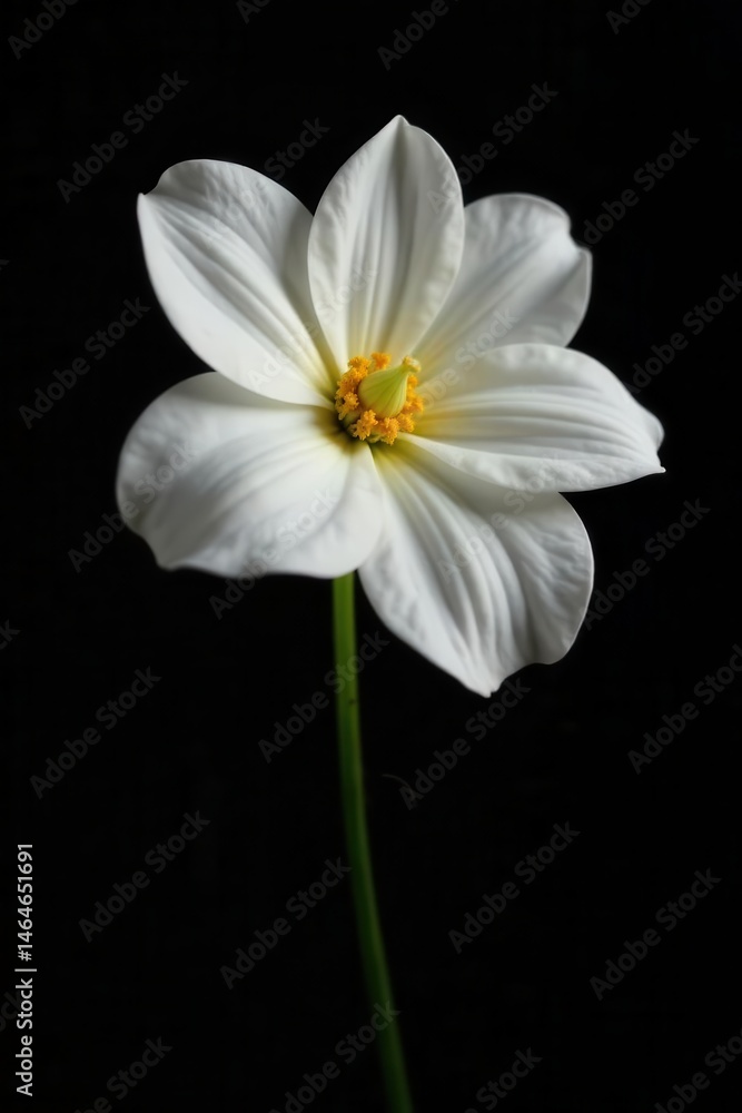Crisp white flower, dramatically isolated on black , studio, texture Crisp white flower, dramatically isolated on black , studio, texture