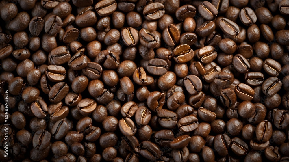 Overhead view of backdrop representing halves of dark brown coffee beans with pleasant scent. Overhead view of backdrop representing halves of dark brown coffee beans with pleasant scent.