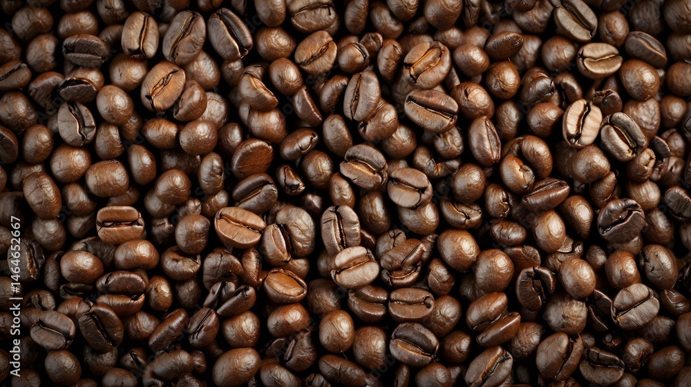 Overhead view of backdrop representing halves of dark brown coffee beans with pleasant scent. Overhead view of backdrop representing halves of dark brown coffee beans with pleasant scent.