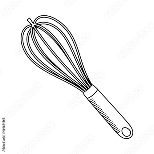 A black and white whisk illustration line art of a coloring page