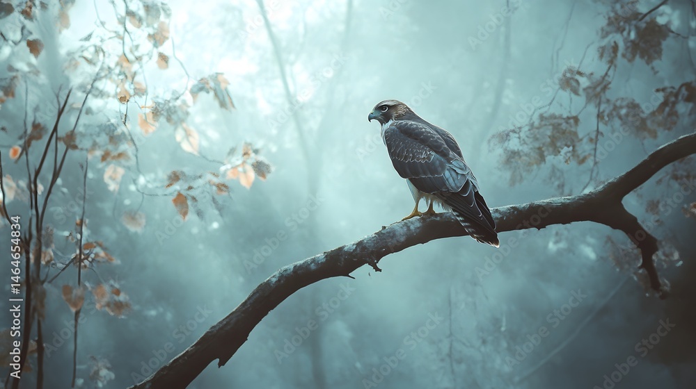Fototapeta premium A hawk resting on a tree branch